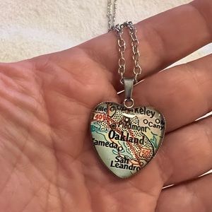 Oakland map heart necklace